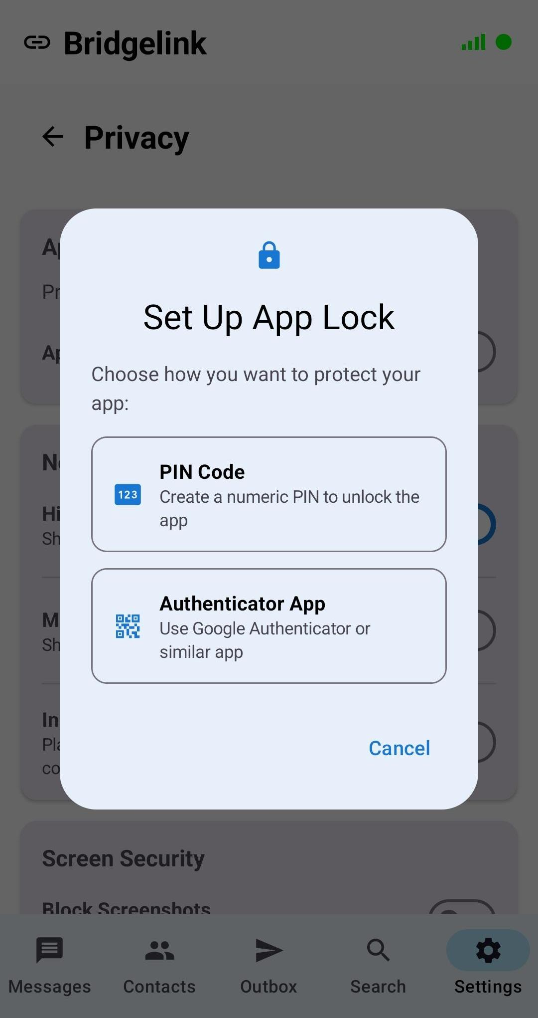 App lock screen - light mode