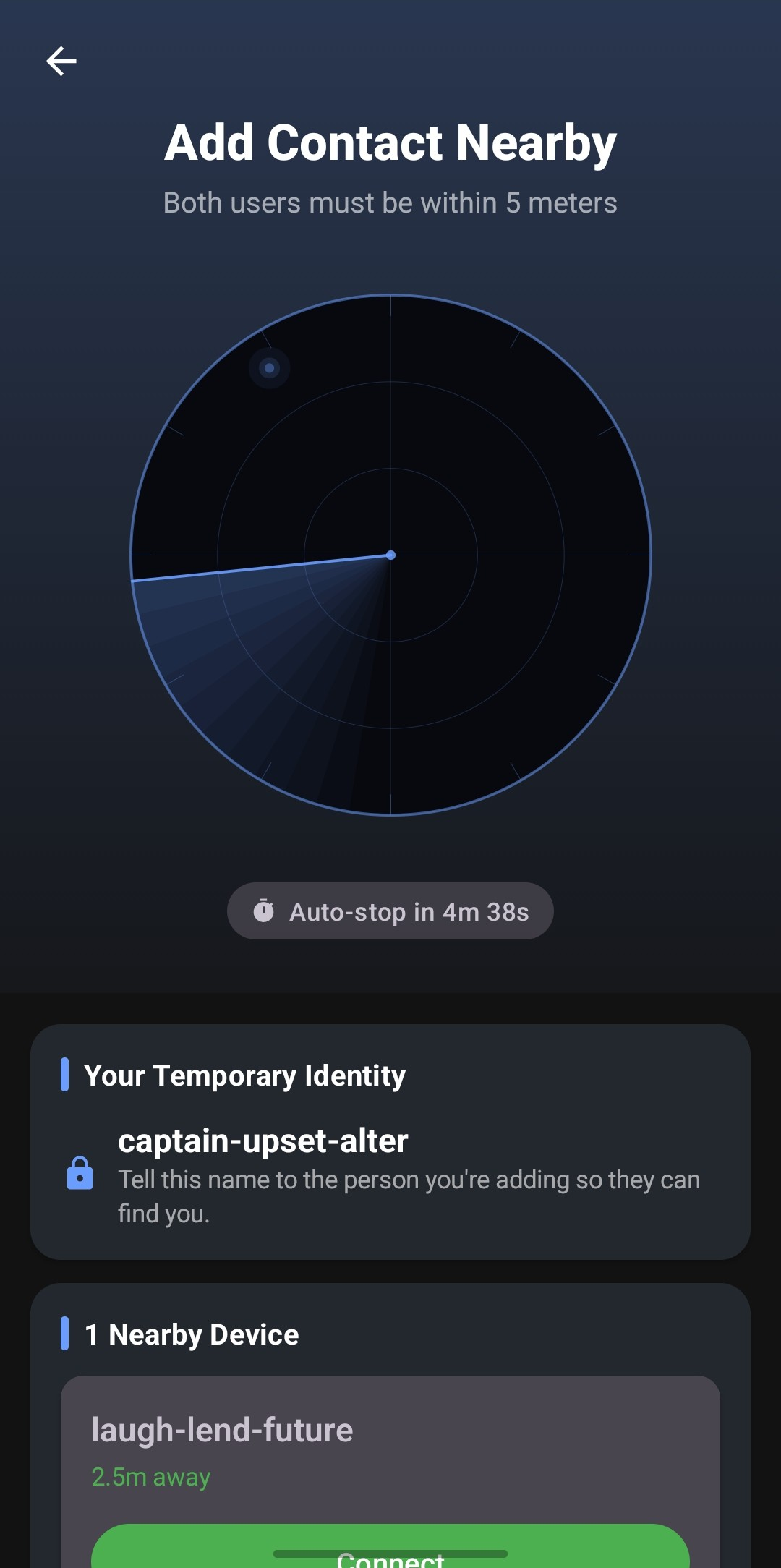 Discovery screen - dark mode