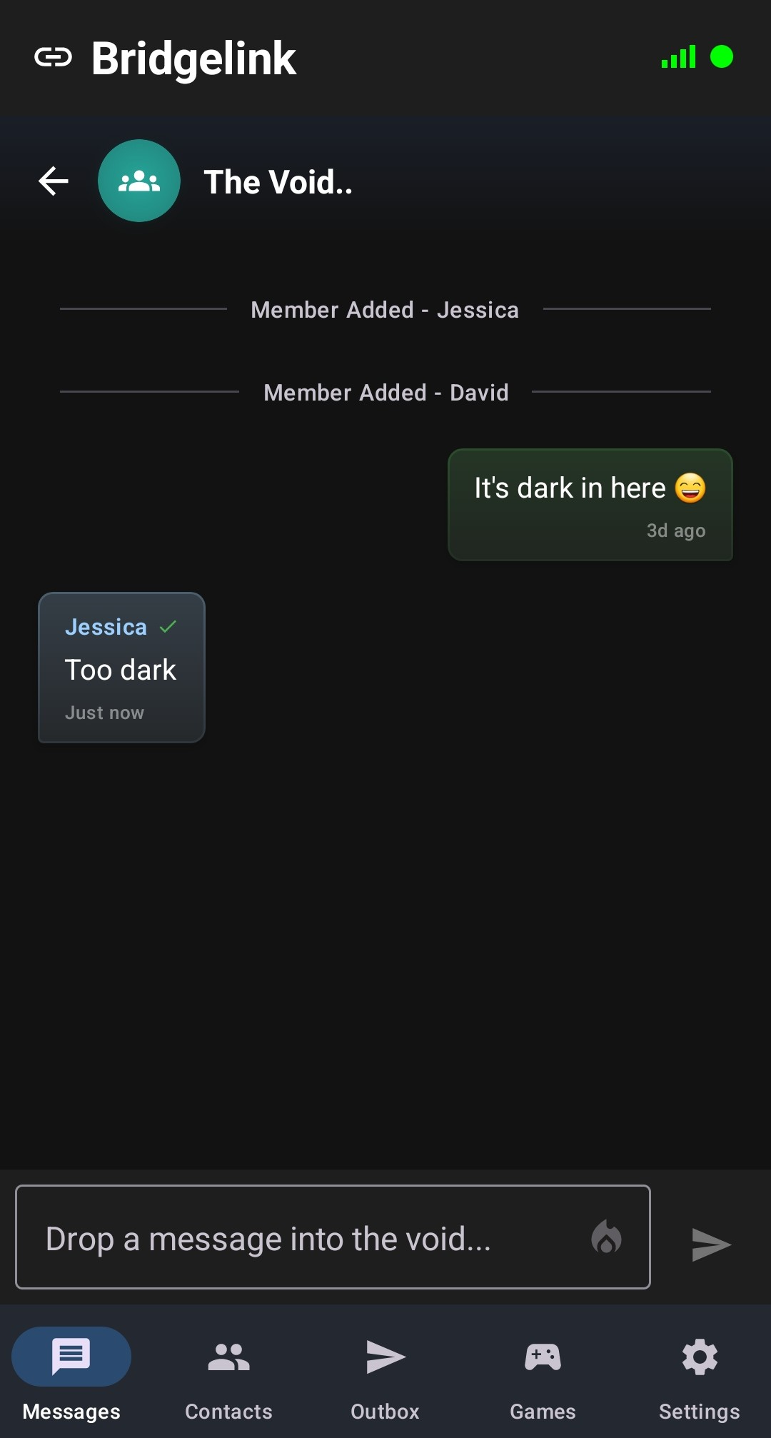 Group chat screen - dark mode