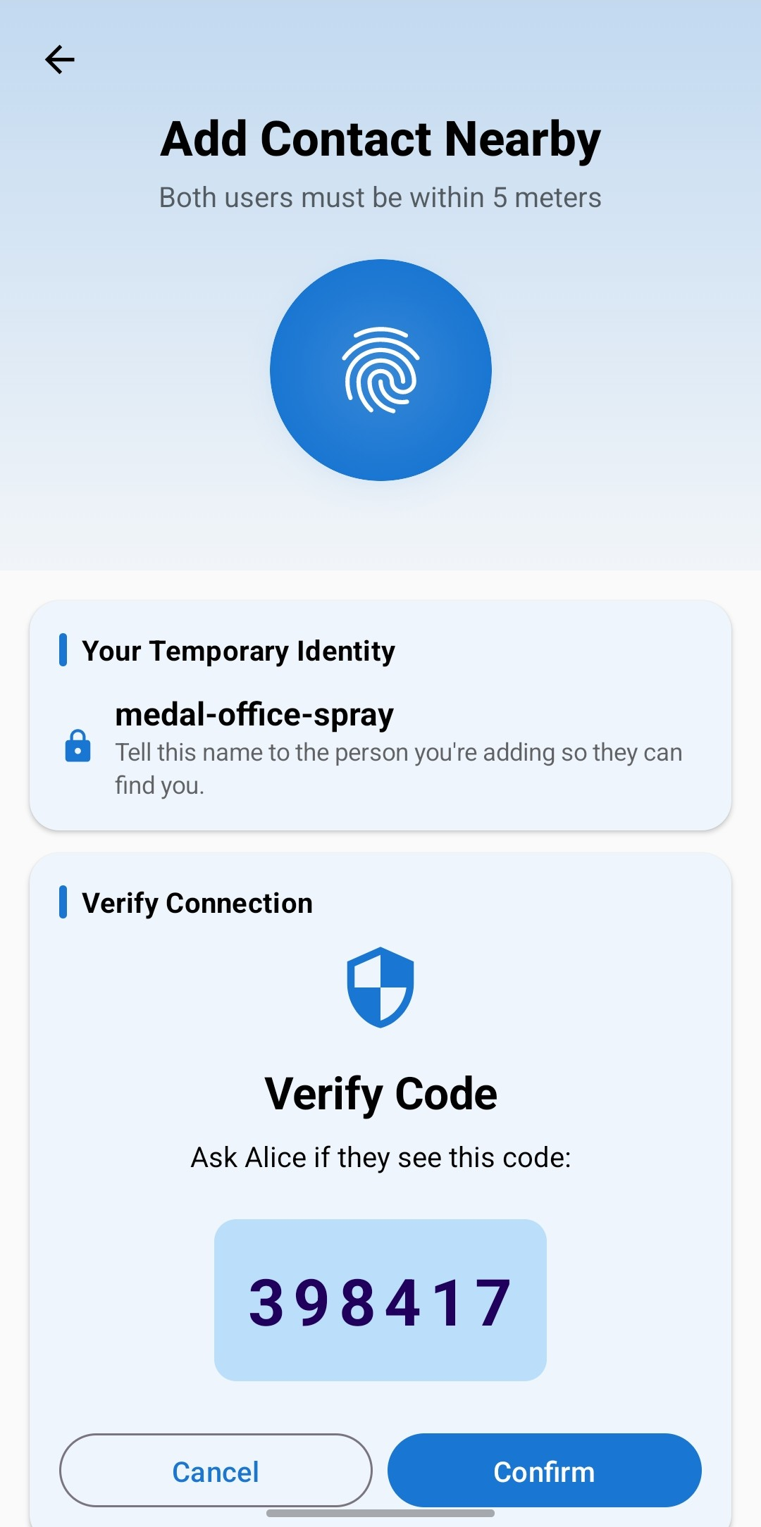 PIN verification screen - light mode